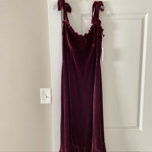 Antoinette Tie Strap Velvet Midi Dress